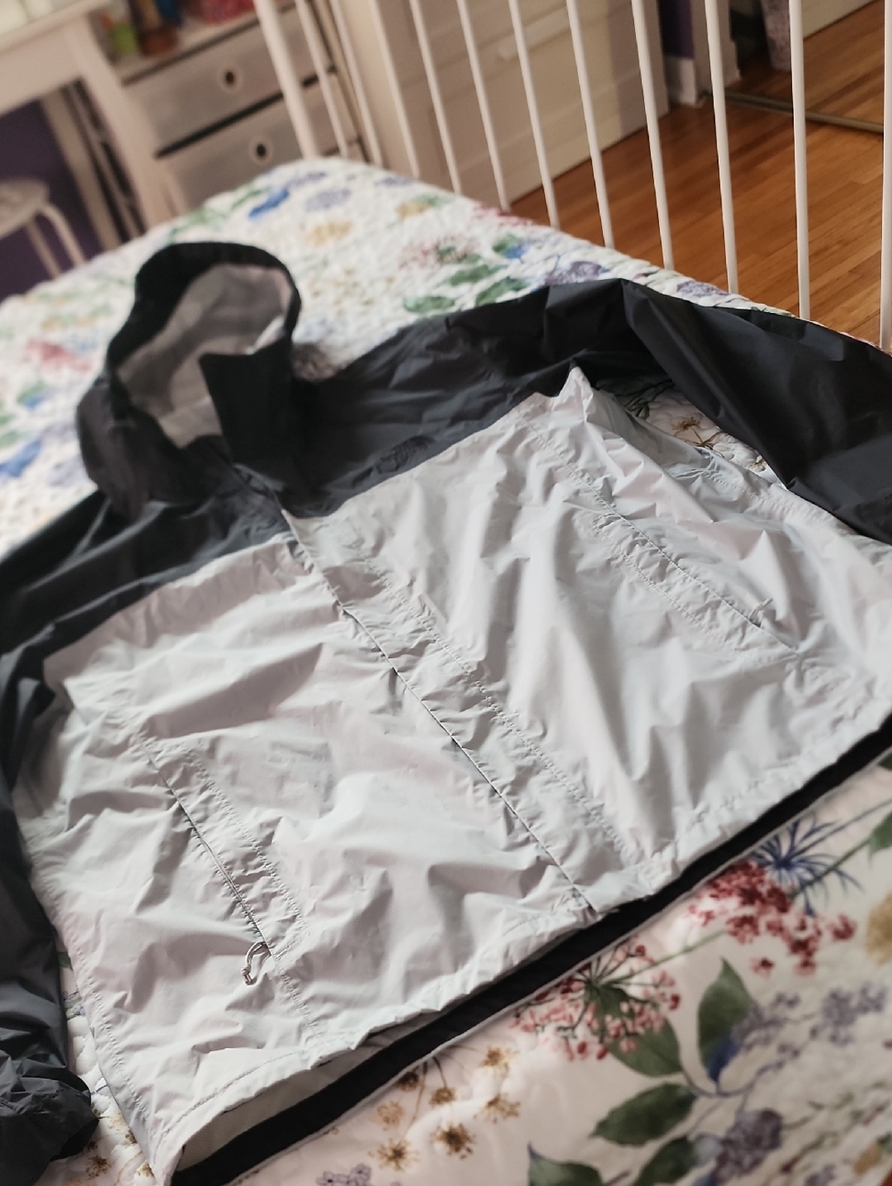 The North Face Black and Light Gray Rain Jacket